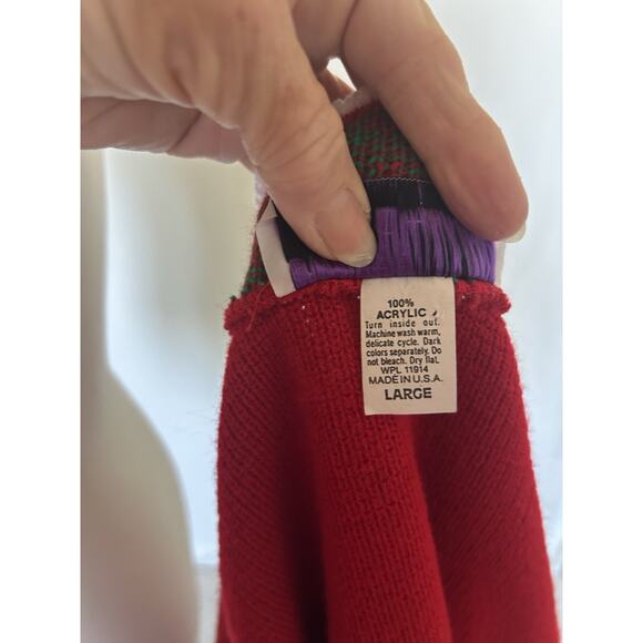 Ugly Christmas Sweater Scottie Dog Sz L Red Chunky Fishserman Holiday - Picture 7 of 8